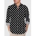 Black and White Round Fashion Polka Dots Printing Men's Long Sleeve Shirt