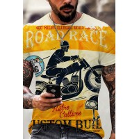 Casual Motorcycle Print T-shirt