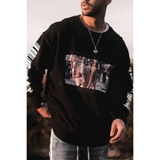 Crew Neck Pullover Printed Sweatshirt