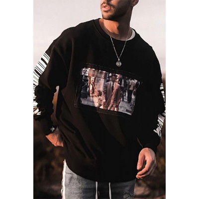 Crew Neck Pullover Printed Sweatshirt